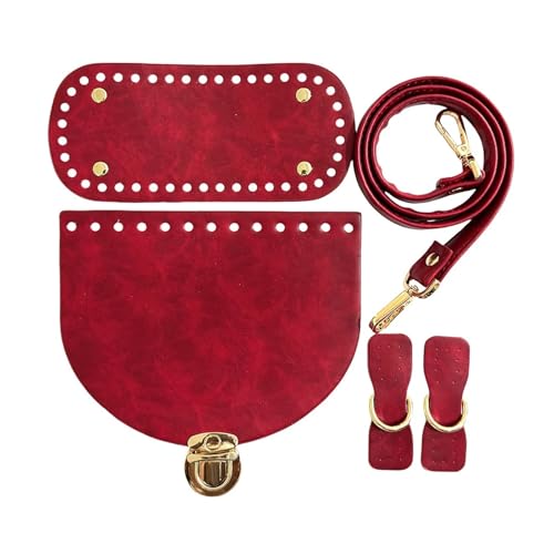 OPIGJUFD DIY Kunstleder-Handtaschen-Herstellungsset 1Set DIY Stricken Tasche Zubehör Retro Muster Häkeln Tasche Kit Mit Hardware Rucksack Handtasche Set Tasche Böden Tasche Machen liefert(Wine red) von OPIGJUFD