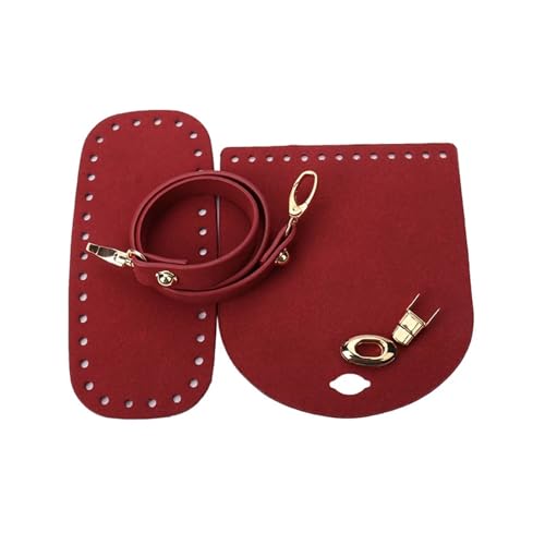 OPIGJUFD DIY Kunstleder-Handtaschen-Herstellungsset 3 Teile/Satz Faux Leder Schulter Tasche Boden Strap Handtasche Gurt Gewebte Set for DIY Handgemachte Rucksack Zubehör(Red Set) von OPIGJUFD