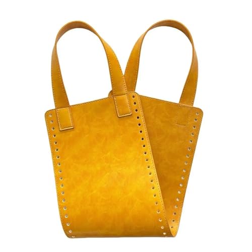 OPIGJUFD DIY Kunstleder-Handtaschen-Herstellungsset DIY Häkeltaschen-Set, Leder-Schultertaschen-Griff und Boden for handgefertigte Häkeltaschen-Set, Vintage-Leder-DIY-Handtaschen-Set(Yellow) von OPIGJUFD