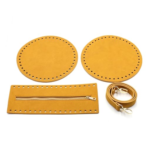 OPIGJUFD DIY Kunstleder-Handtaschen-Herstellungsset DIY Leder Stricken häkeln Tasche Boden Basis for Schulter Schnalle Tasche Machen Set mit gewebten Taschengriff for DIY Handtasche(45 Brown Set) von OPIGJUFD
