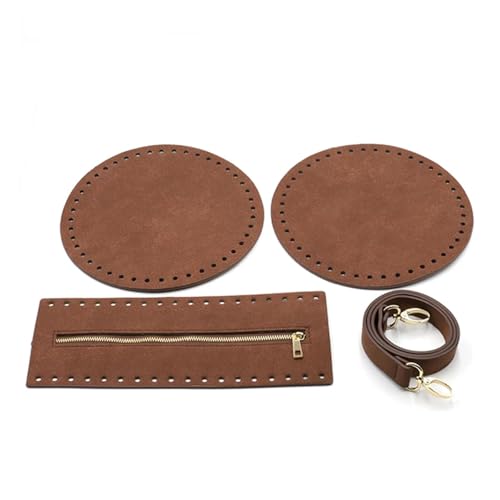 OPIGJUFD DIY Kunstleder-Handtaschen-Herstellungsset DIY Leder Stricken häkeln Tasche Boden Basis for Schulter Schnalle Tasche Machen Set mit gewebten Taschengriff for DIY Handtasche(45 Coffee Set) von OPIGJUFD