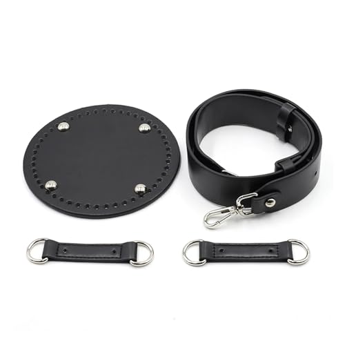 OPIGJUFD DIY Kunstleder-Handtaschen-Herstellungsset DIY Leder Stricken häkeln Tasche Boden Basis for Schulter Schnalle Tasche Machen Set mit gewebten Taschengriff for DIY Handtasche(50 Black Set) von OPIGJUFD