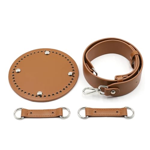 OPIGJUFD DIY Kunstleder-Handtaschen-Herstellungsset DIY Leder Stricken häkeln Tasche Boden Basis for Schulter Schnalle Tasche Machen Set mit gewebten Taschengriff for DIY Handtasche(50 Brown Set) von OPIGJUFD
