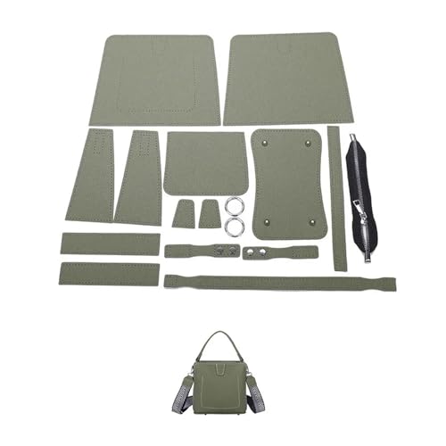 OPIGJUFD DIY Kunstleder-Handtaschen-Herstellungsset DIY Nähen Handgemachte Tasche Set Schulter Riemen Leder Tasche Herstellung Kit Hand Nähen Zubehör for Frauen Handtasche(Num1 Green) von OPIGJUFD