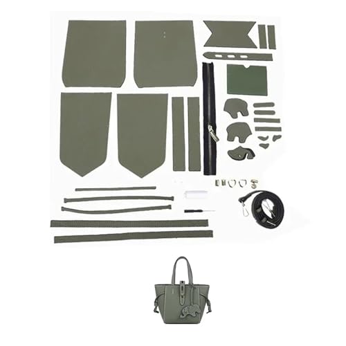 OPIGJUFD DIY Kunstleder-Handtaschen-Herstellungsset DIY Nähen Handgemachte Tasche Set Schulter Riemen Leder Tasche Herstellung Kit Hand Nähen Zubehör for Frauen Handtasche(Num2 Green) von OPIGJUFD