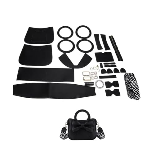 OPIGJUFD DIY Kunstleder-Handtaschen-Herstellungsset DIY Nähen Handgemachte Tasche Set Schulter Riemen Leder Tasche Herstellung Kit Hand Nähen Zubehör for Frauen Handtasche(Num3 Black) von OPIGJUFD