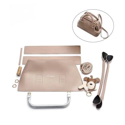 OPIGJUFD DIY Kunstleder-Handtaschen-Herstellungsset DIY Nähen Handgemachte Tasche Set Schulter Riemen Leder Tasche Herstellung Kit Hand Nähen Zubehör for Frauen Handtasche(Num4 Khaki) von OPIGJUFD