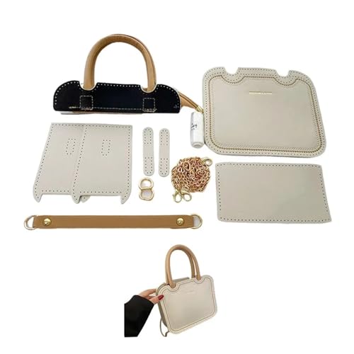 OPIGJUFD DIY Kunstleder-Handtaschen-Herstellungsset DIY Nähen Handgemachte Tasche Set Schulter Riemen Leder Tasche Herstellung Kit Hand Nähen Zubehör for Frauen Handtasche(Num7 Beige) von OPIGJUFD