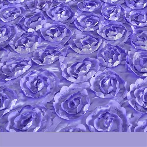 OPIGJUFD Messeteppich Rot 10M Hochzeit Teppich Satin Stoff 3D Rose Blume Gang Rot Hochzeit Party Hintergrund Tisch Abdeckung Stoff Dekoration(Light Purple) von OPIGJUFD