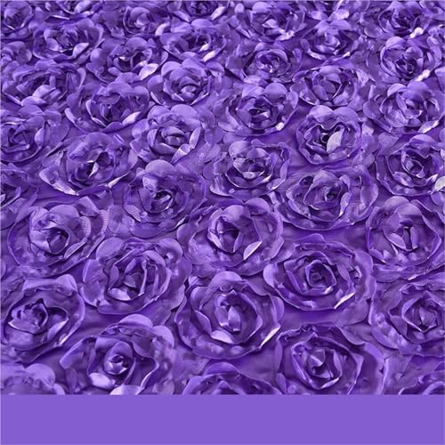 OPIGJUFD Messeteppich Rot 10M Hochzeit Teppich Satin Stoff 3D Rose Blume Gang Rot Hochzeit Party Hintergrund Tisch Abdeckung Stoff Dekoration(Purple) von OPIGJUFD