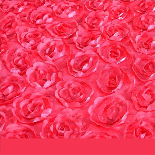 OPIGJUFD Messeteppich Rot 10M Hochzeit Teppich Satin Stoff 3D Rose Blume Gang Rot Hochzeit Party Hintergrund Tisch Abdeckung Stoff Dekoration(Rose Red) von OPIGJUFD