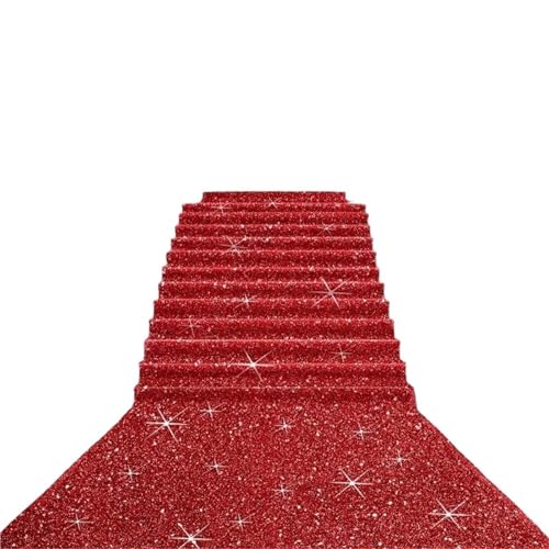 OPIGJUFD Messeteppich Rot Teppichläufer Runway Glitter Teppich for Hochzeit Weihnachten Outdoor Zubehör Bankett Party(Red,30.0M_1.5M) von OPIGJUFD