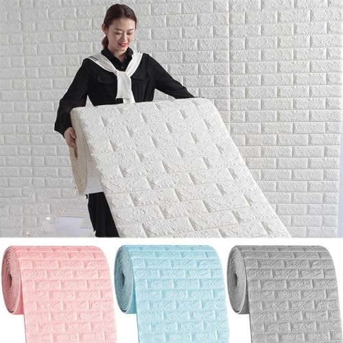 OPIGJUFD Tapete Wohnzimmer 70 cm * 1 m 3D Selbstklebende Tapete Kontinuierliche Wasserdichte Mauer Aufkleber Wohnzimmer Schlafzimmer Kinderzimmer Dekoration(Silver grey) von OPIGJUFD