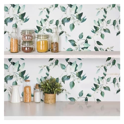 OPIGJUFD Tapete Wohnzimmer Green Leaf Wallpaper Vinyl Selbstklebendes Kontaktpapier Abnehmbare wasserdichte Tapete for Möbelrenovierung Dekor Wohnzimmer(45x 300 cm) von OPIGJUFD