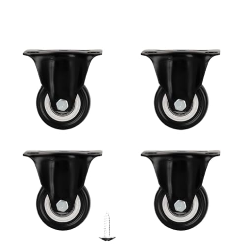 Rollen Für Möbel 2-4 stücke Möbel Rollen Räder Swivel Caster Schwarz Roller Rad for Heavy Duty Plattform Trolley ChairHouseholdAccessorie(4 Pcs-Fixed,2 inches) von OPIGJUFD