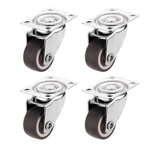 Rollen Für Möbel 4 STÜCKE Möbelrollen Räder Weiche Gummi Lenkrolle Silber Rollenrad Mit Bremse for Plattform Trolley Stuhl(4PCS without brake,1.0 Inch) von OPIGJUFD