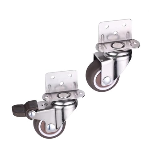 Rollen Für Möbel 4 Stück Hochleistungs-Möbelrollen mit stummen Rollen, universelle seitlich montierte vom Typ L for Stühle, Werkbänke, weiche Gummirollen(2 brake-2 no brake,2 inch) von OPIGJUFD