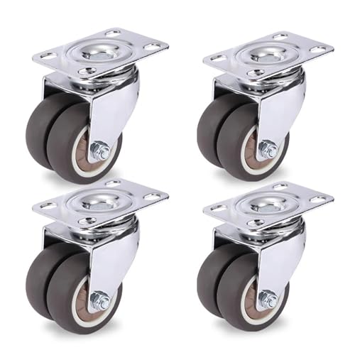 Rollen Für Möbel 4 stücke 2 Zoll Bremse Swivel Caster Räder for Trolley Palette Universal Stumm Weiche Gummi Heavy Duty Rollen Möbel(4pcs No Brake,1.5 inch) von OPIGJUFD