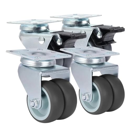 Rollen Für Möbel 4 stücke 2 Zoll Rollen Räder Heavy Duty Swivel Weiche Gummi Roller Mit Bremse for Plattform Trolley Möbel(Brake and no brake) von OPIGJUFD