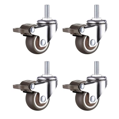 Rollen Für Möbel 4 stücke Stem Rollen Büro Stühle Räder for Schwere Möbel Rotary Castor Rad Bett Schrank Tisch(4pcs wheels brake,1inch) von OPIGJUFD