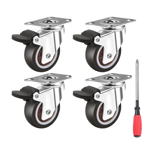 Rollen Für Möbel Rollen, 2 Zoll, 4er-Set, Hochleistungs-Lenkrollen, mit Bremsen for Möbel, Tische, Karren(2 inch brake) von OPIGJUFD