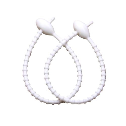 Silikon Kabelbinder 10Pcs Silikon Reusable Tasche Krawatten Twist Draht Befestigen Kabel Zip Krawatte Headset Daten Linie Draht Universal(White) von OPIGJUFD