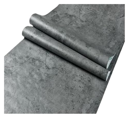 Tapete Wohnzimmer PVC Retro Zement Grau Wasserdicht Selbstklebende Tapete Hotel Café Bibliothek Wohnzimmer Schlafzimmer Wand Renovierung Vinyl Aufkleber(Deep space gray,60cmx1000cm) von OPIGJUFD