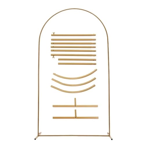 Traubogen Hochzeit Bogen Goldener Bogenrahmen Hochzeitsfeier Dekoration Hintergrundständer Gewölbte runde Rohrhalterung Ballon-Kit Display-Hintergrund(6.6ft(200cm)) von OPIGJUFD