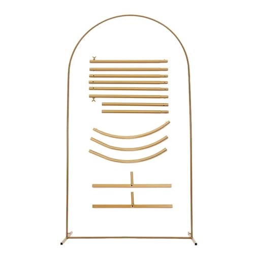 Traubogen Hochzeit Bogen Goldener Bogenrahmen Hochzeitsfeier Dekoration Hintergrundständer Gewölbte runde Rohrhalterung Ballon-Kit Display-Hintergrund(7.2ft(220cm)) von OPIGJUFD