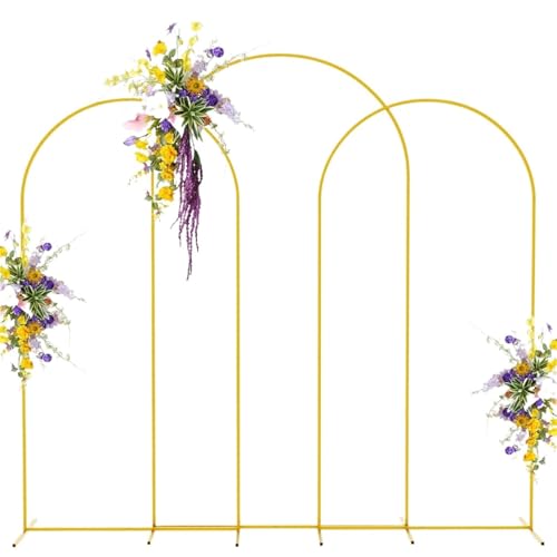 Traubogen Hochzeit Bogenständer aus Metall, Goldbogen-Hintergrundständer 3er-Set (7,2 Fuß, 6,6 Fuß), Hochzeitsbogenrahmen, Ballon-Hintergrundständer(4ft) von OPIGJUFD