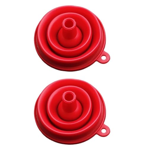 Trichter 2-teiliges Silikon-Trichter-Set, zusammenklappbares Küchenhelfer-Zubehör, for Befüllen von Wasserflaschen, Flüssigkeitstransfer(Red) von OPIGJUFD