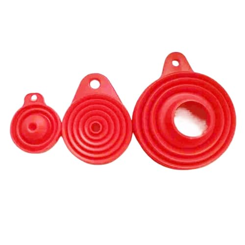 Trichter Trichter for die Küche for Befüllen von Flaschen, kleines, faltbares Silikon-Set mit breiter Öffnung for Umfüllen Flüssigkeiten und Pulver(3 pcs red) von OPIGJUFD