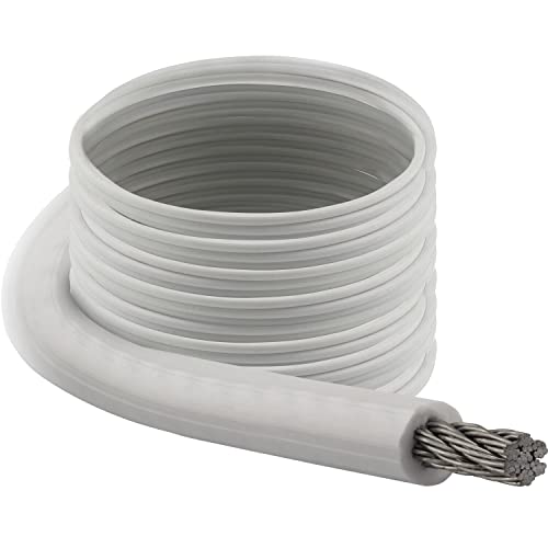 OPIOL QUALITY® 1,25/2 mm Drahtseil 7X7, PVC ummantelt, transparent, Edelstahl A4 (5 Meter) Stahlseil Zubehör Draht Edelstahldrahtseil Geländerseil Hängender Drahtspule von OPIOL QUALITY