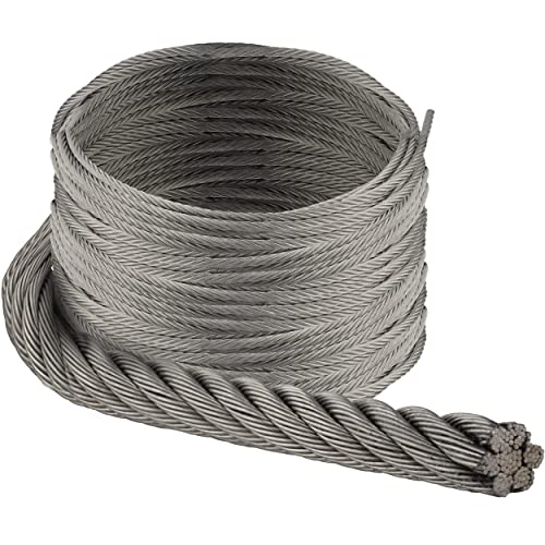 OPIOL QUALITY® 5,0 mm Drahtseil 7x19 weich, Edelstahl A4 (20 Meter) Stahlseil Zubehör Draht Edelstahldrahtseil Geländerseil Hängender Drahtspule Seile Spannseil von OPIOL QUALITY