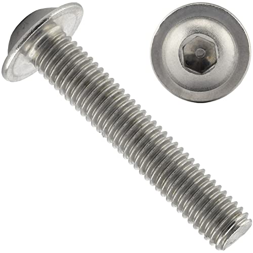 OPIOL QUALITY® Linsenkopfschrauben mit Flansch und Innensechskant ISO 7380 M6x65 mm aus Edelstahl A2 V2A (50 Stück) Flachkopfschrauben Vollgewinde Flanschschraube Rostfreier Edelstahl von OPIOL QUALITY