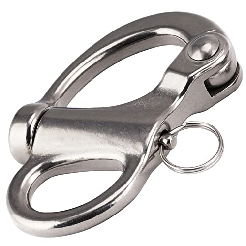 OPIOL QUALITY® Schnappschäkel 70 mm aus Edelstahl A4 V4A (5 Stück) Federschäkel Bügel Karabinerhaken Segelboot Schäkel Auge Schnellverschluss Rundring Yacht von OPIOL QUALITY