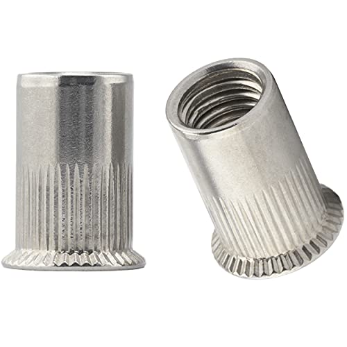 OPIOL QUALITY® Senkkopf Einnietmuttern Rundschaft M6x16 mm aus Edelstahl A2 V2A (50 Stück) Offen Gerändelt Nietmuttern Gewindenieten Blindnietmutter Blindmuttern Rund Gewinde von OPIOL QUALITY