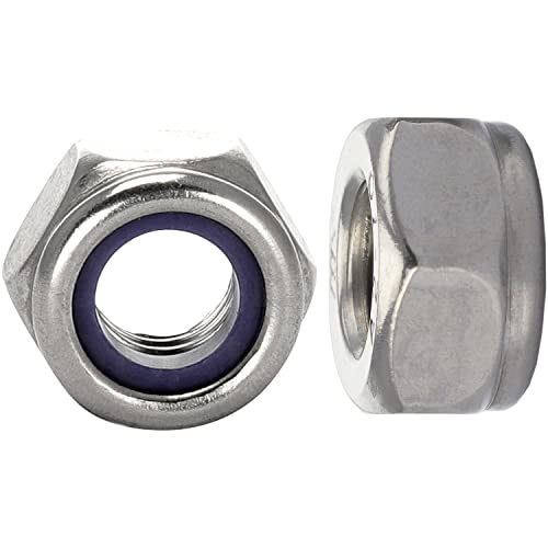OPIOL QUALITY® Sicherungsmuttern Sechskantmuttern DIN 985 niedrige Form M8 aus Edelstahl A2 V2A (25 Stück) Selbstsichernd Polyamidklemmteil Sechskantmutter Klemmmutern Sechskant-Mutter Stopmuttern von OPIOL QUALITY