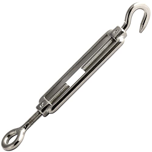 OPIOL QUALITY® Spannschloss Auge - Haken M4 aus Edelstahl A4 V4A (4 Stück) ähnl. DIN 1480 Spannschlösser Wantenspanner Drahtspanner Spannschraube Seilspanner von OPIOL QUALITY