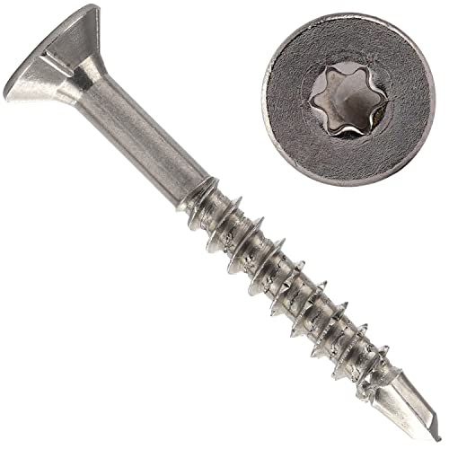 OPIOL QUALITY® Spanplattenschrauben mit Bohrspitze, Senkkopf und Innensechsrund 4x35 mm aus Edelstahl A2 V2A (200 Stück) Teilgewinde Holzschrauben Selbstschneidende von OPIOL QUALITY