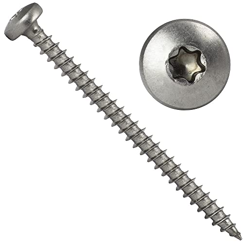 OPIOL QUALITY® Spanplattenschrauben mit Rundkopf und verstärktem Kopf TORX 4.5x30 mm aus Edelstahl A2 V2A (100 Stück) Linsenkopfschrauben TX Vollgewinde Holzschrauben von OPIOL QUALITY