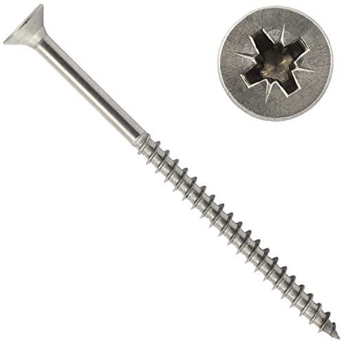 OPIOL QUALITY® Spanplattenschrauben mit Senkkopf und Kreuzschlitz POZI Z 4,5x25 mm aus Edelstahl A2 V2A (100 Stück) Teilgewinde Holzschrauben Universalschrauben von OPIOL QUALITY