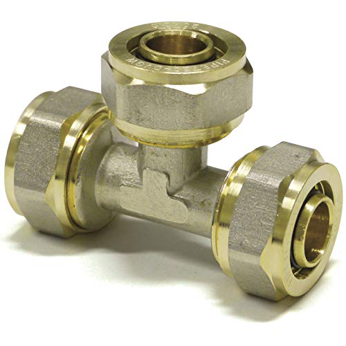 Pipetec Schraubfitting-T-Stück Mittelabgang reduziert 26 x 3-20 x 2-26 x 3 Alu Verbundrohr Klemmring Verschraubung Schraubfittinge DVGW von OPIOL QUALITY
