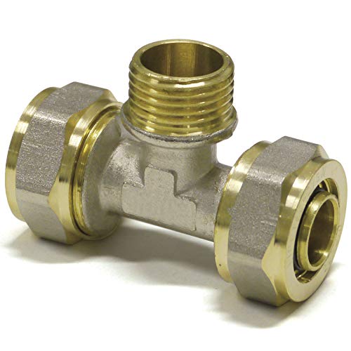 Pipetec Schraubfitting-T-Stück mit Außengewinde 16 x 2-1/2" - 16 x 2 Fitting Pressfittings Schraubfitting Klemmverschraubung Verbundrohr T Stuck DVGW von OPIOL QUALITY