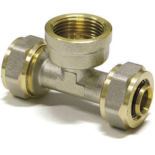 Pipetec Schraubfitting-T-Stück mit Innengewinde 16 x 2-1/2" - 16 x 2 Fitting Pressfittings Schraubfitting Klemmverschraubung Verbundrohr T Stuck DVGW von OPIOL QUALITY