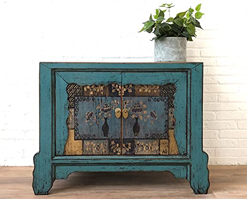 OPIUM OUTLET Chinesische Kommode Sideboard Schrank asiatisch orientalisch Kästchen Schränkchen Vintage Shabby Holz (Design 5) von OPIUM OUTLET