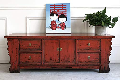 OPIUM OUTLET Chinesisches Lowboard Sideboard Kommode Büffet Anrichte rot China Shabby Chic Vintage Holz von OPIUM OUTLET