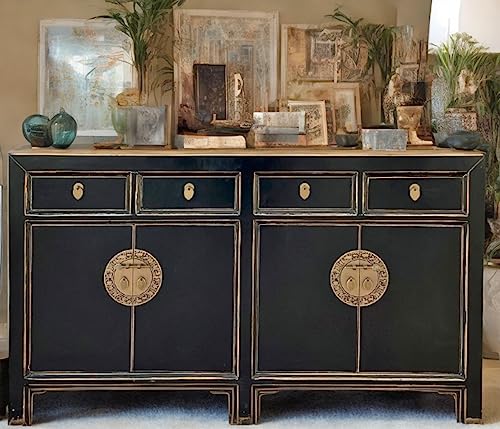 OPIUM OUTLET Chinesisches Sideboard schwarz orientalische Kommode Anrichte Büffet Möbel Schrank asiatisch Hochzeitsschrank Vintage Antik-Stil Shabby Chic OPIUM OUTLET Chinesisches Sideboard schwarz orientalische Kommode Anrichte Büffet Möbel Schrank asiatisch Hochzeitsschrank Vintage Antik-Stil Shabby Chic von OPIUM OUTLET
