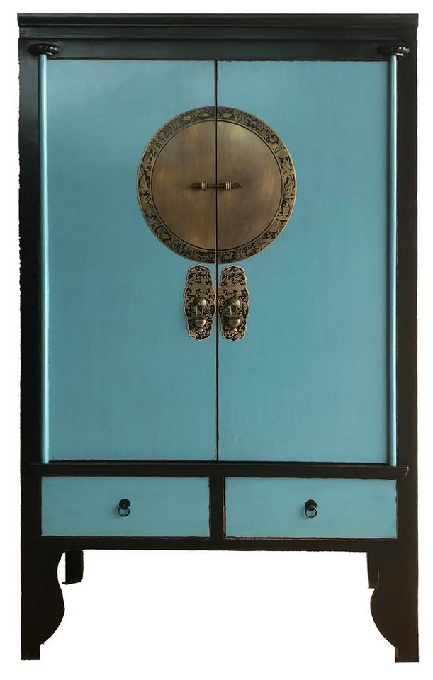 OPIUM OUTLET Kleiderschrank Chinesischer Hochzeitsschrank im Vintage-Stil (Breite x Tiefe x Höhe 105 x 55 x 175 cm, orientalischer Schrank Kommode, Asia Möbel komplett montiert Holz Landhaus-Stil shabby-chic) asiatisch von OPIUM OUTLET