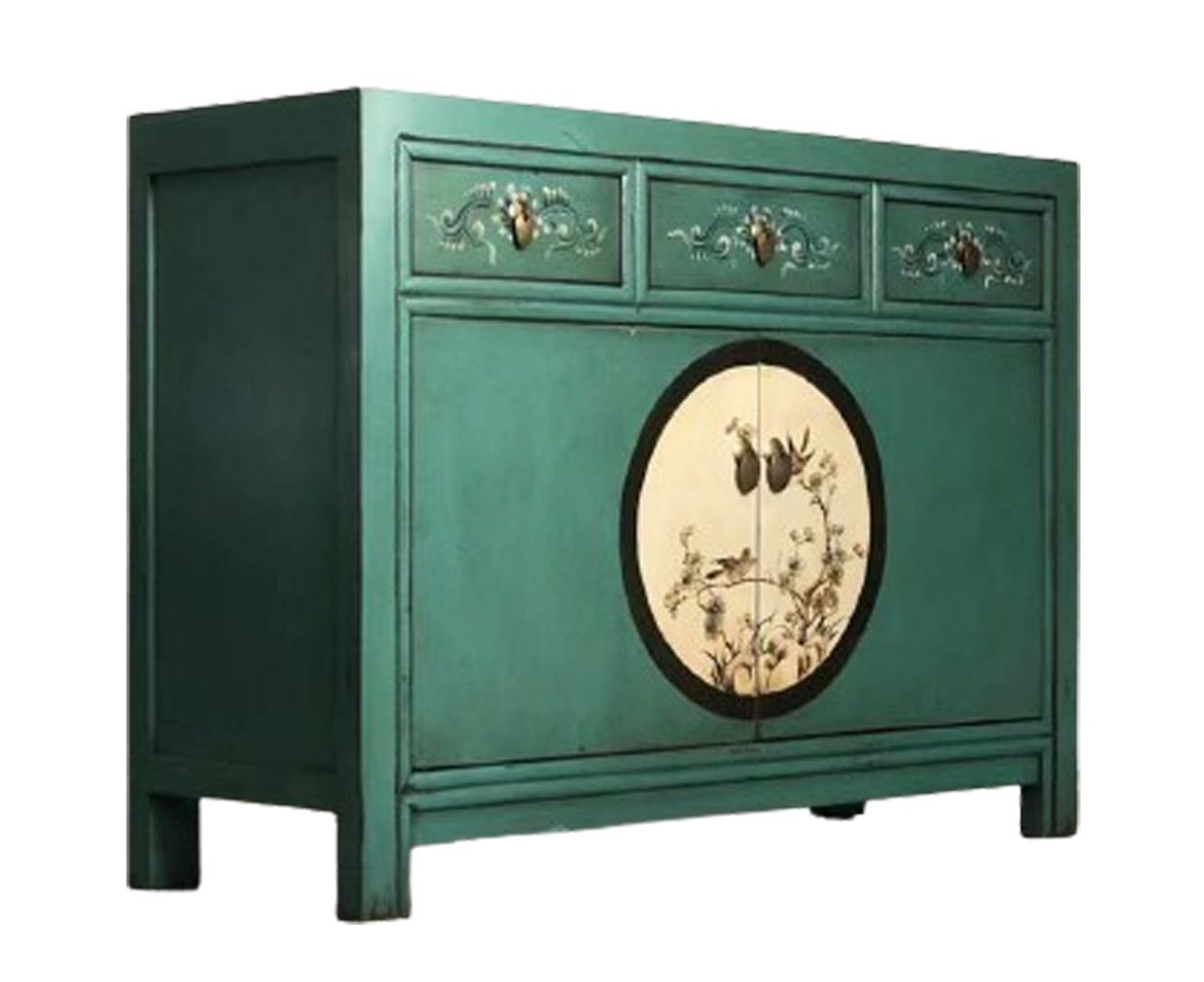 OPIUM OUTLET Kommode Asia Schrank Sideboard orientalisch chinesisch (Hochzeitsschrank, Möbel asiatisch komplett montiert), Vintage-Stil, smaragd-gün von OPIUM OUTLET